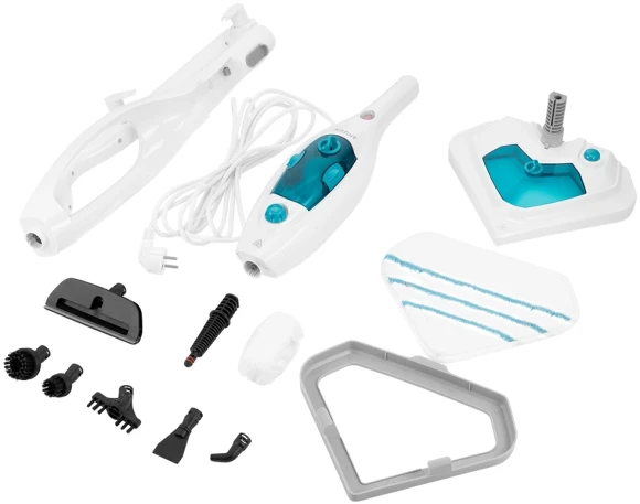 Швабра паровая Kitfort КТ-3908 1300Вт белый/бирюзовый Швабра паровая Kitfort КТ-3908 1300Вт белый/бирюзовый