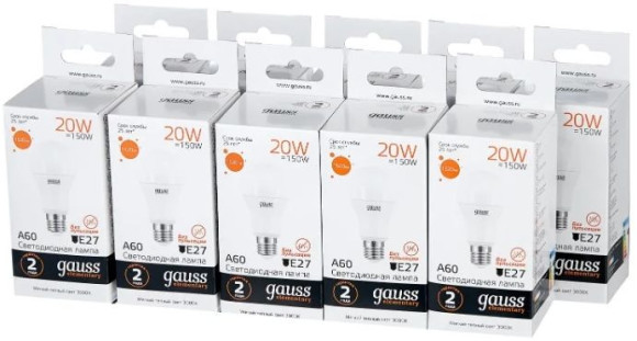 Лампа светодиодная Gauss 3.5Вт цок.:GU5.3 рефлек. 220B 3000K св.свеч.бел.теп. MR16 (упак.:1шт) (13514)