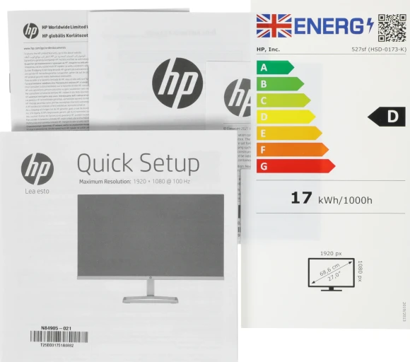Монитор HP 27" Series 5 527sf черный IPS LED 16:9 HDMI матовая 300cd 178гр/178гр 1920x1080 100Hz VGA FHD 3.2кг