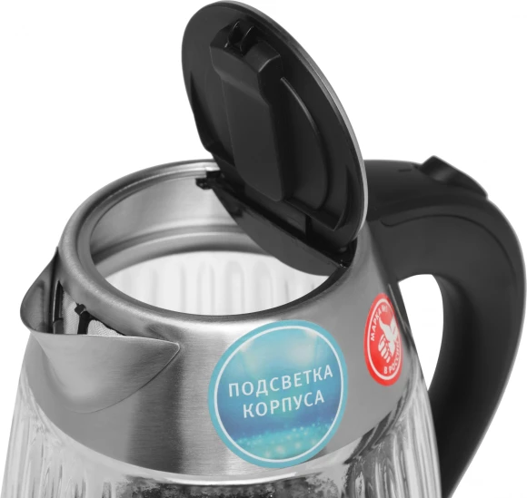 Чайник электрический Vitek VT-7030 1.8л. 2200Вт черный/серебристый корпус: нерж.сталь