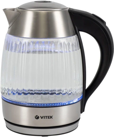 Чайник электрический Vitek VT-7030 1.8л. 2200Вт черный/серебристый корпус: нерж.сталь