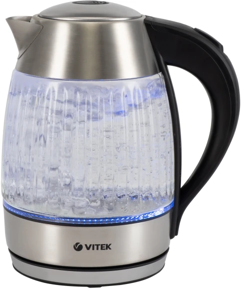 Чайник электрический Vitek VT-7030 1.8л. 2200Вт черный/серебристый корпус: нерж.сталь