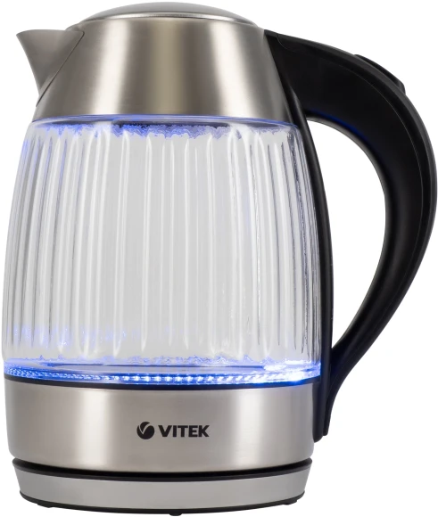 Чайник электрический Vitek VT-7030 1.8л. 2200Вт черный/серебристый корпус: нерж.сталь