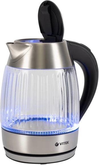 Чайник электрический Vitek VT-7030 1.8л. 2200Вт черный/серебристый корпус: нерж.сталь