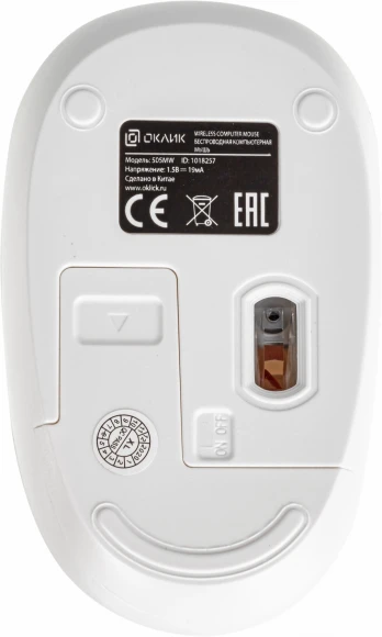 Мышь Оклик 505MW белый оптическая 1000dpi беспров. USB для ноутбука 3but (1018257)