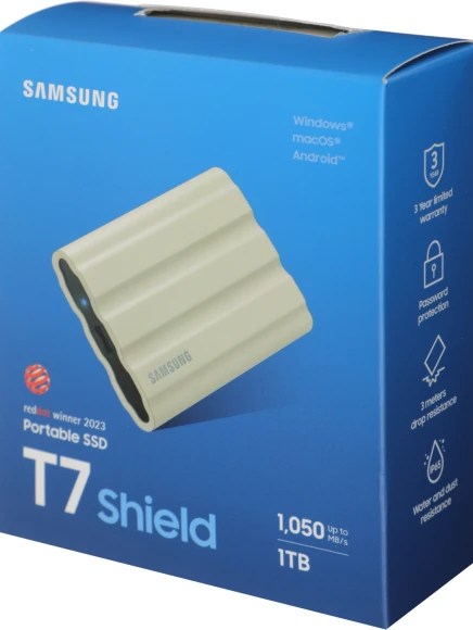 Накопитель SSD Samsung Original USB-C 1Tb MU-PE1T0K/WW Shield T7 1.8" бежевый Накопитель SSD Samsung Original USB-C 1Tb MU-PE1T0K/WW Shield T7 1.8" бежевый