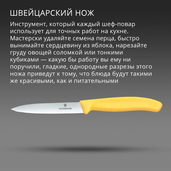 Нож кухонный Victorinox Swiss Classic (6.7708.C1) для овощей лезв.100мм прямая заточка желтый Нож кухонный Victorinox Swiss Classic (6.7708.C1) для овощей лезв.100мм прямая заточка желтый