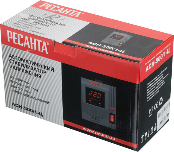 Стабилизатор напряжения Ресанта АСН-500/1-Ц однофазный серый (63/6/1)