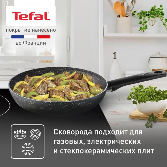 Сковорода Tefal Natural Cook 04234924 круглая 24см ручка несъемная (с крышкой) серый (9100052848)