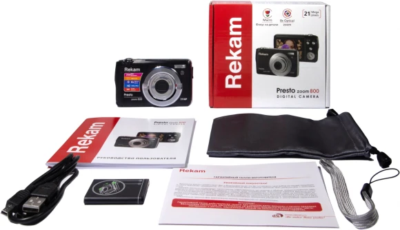 Фотоаппарат Rekam Presto zoom 800 черный 21Mpix Zoom8x 2.7" 1080p SDHC/MMC CMOS IS el 3.8minF/Li-Ion/case