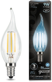 Лампа филам. Gauss Filament 9Вт цок.:E27 шар 220B св.свеч.бел.нейт. P45 (упак.:1шт) (105802209)