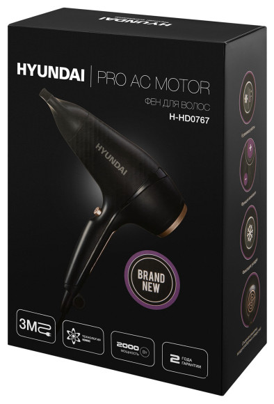 Фен Hyundai H-HD0767 2000Вт черный Фен Hyundai H-HD0767 2000Вт черный
