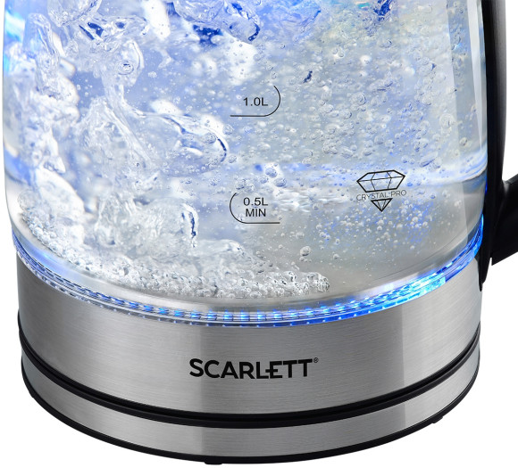 Чайник электрический Scarlett SC-EK27G70 1.8л. 1800Вт серебристый/черный корпус: стекло/металл/пластик