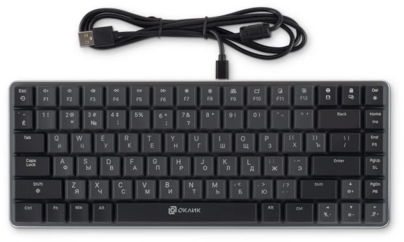 Клавиатура Оклик K615X механическая серый/серебристый USB slim Multimedia for gamer LED (1934413)