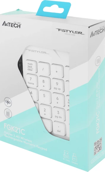 Числовой блок A4Tech FGK21C белый USB беспроводная slim для ноутбука