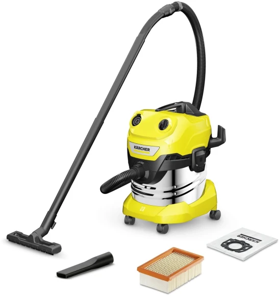 Строительный пылесос Karcher WD 4 S V-20/5/22 1000Вт (уборка: сухая/сбор воды) желтый