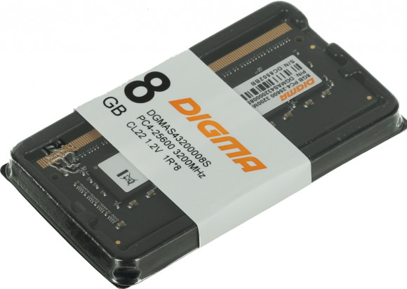 Память DDR4 8Gb 3200MHz Digma DGMAS43200008S RTL PC4-25600 CL22 SO-DIMM 260-pin 1.2В single rank Ret