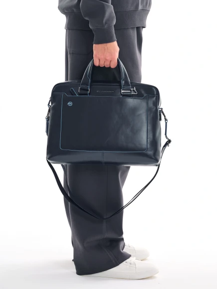 Деловая сумка Piquadro Blue Square CA3335B2/BLU2 с отделением для ноутбука 15" синяя натур.кожа