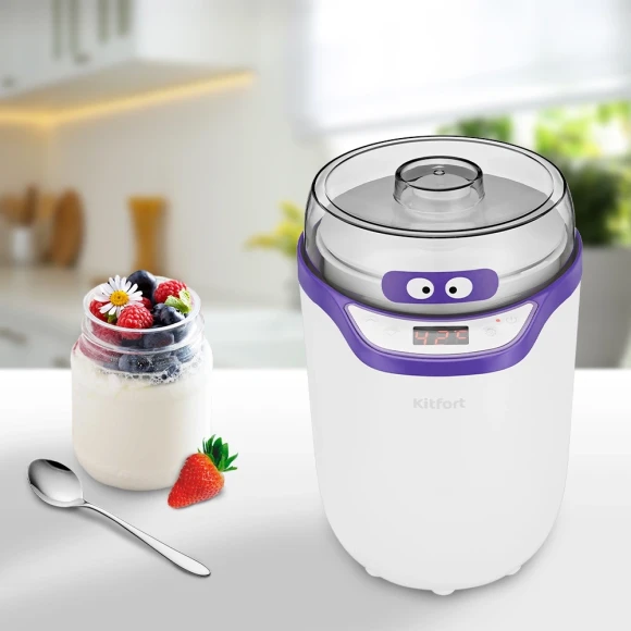 Йогуртница Kitfort КТ-2077-1 25Вт упр.:электрон. фиолетовый/белый Йогуртница Kitfort КТ-2077-1 25Вт упр.:электрон. фиолетовый/белый