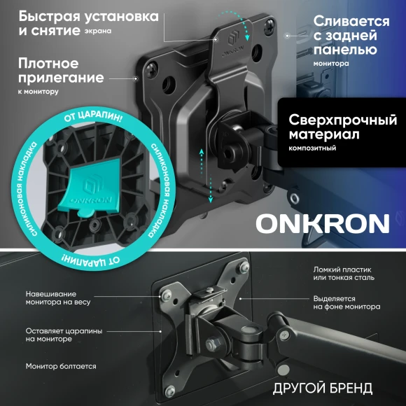 Кронштейн для мониторов Onkron G70 черный 13"-34" макс.8кг настольный поворот и наклон верт.перемещ. Кронштейн для мониторов Onkron G70 черный 13"-34" макс.8кг настольный поворот и наклон верт.перемещ.