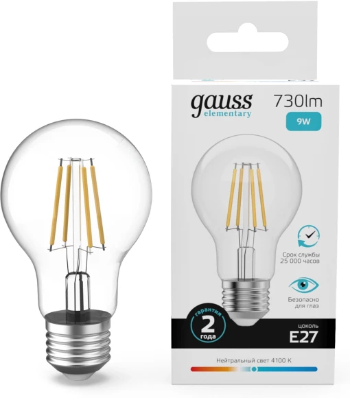 Лампа филам. Gauss Filament 13Вт цок.:E14 свеча 220B св.свеч.бел.нейт. (упак.:10шт) (104801213)