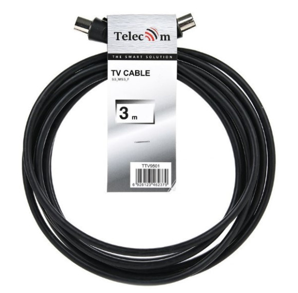 Кабель-удлинитель антенный Telecom TV(m)/F-TV(f) 3м. черный (TTV9501-3M) Кабель-удлинитель антенный Telecom TV(m)/F-TV(f) 3м. черный (TTV9501-3M)