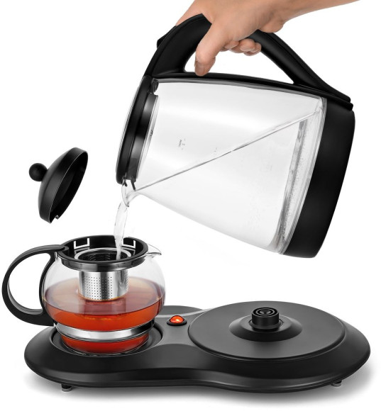 Чайный набор Kitfort КТ-6178 2л. 1500Вт черный корпус: стекло/пластик