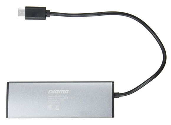 Разветвитель USB-C Digma HUB-4U2.0-UC-DS 4порт. серебристый Разветвитель USB-C Digma HUB-4U2.0-UC-DS 4порт. серебристый