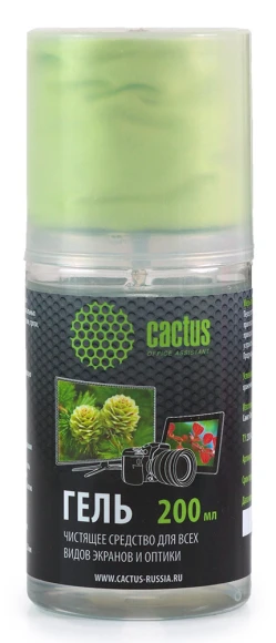 Чистящий набор (салфетки + гель) Cactus CS-S3004 для экранов и оптики 1шт 20x23см 200мл