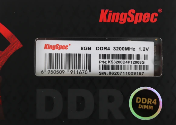 Память DDR4 8GB 3200MHz Kingspec KS3200D4P12008G RTL PC4-25600 CL18 DIMM 288-pin 1.2В single rank Ret Память DDR4 8GB 3200MHz Kingspec KS3200D4P12008G RTL PC4-25600 CL18 DIMM 288-pin 1.2В single rank Ret