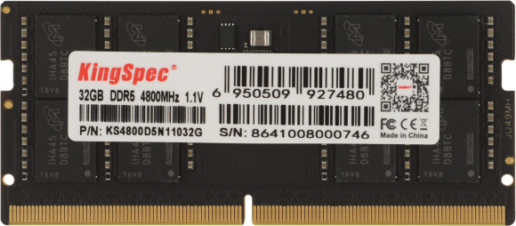 Память DDR5 32GB 4800MHz Kingspec KS4800D5N11032G RTL PC5-38400 CL40 SO-DIMM 288-pin 1.1В single rank Ret Память DDR5 32GB 4800MHz Kingspec KS4800D5N11032G RTL PC5-38400 CL40 SO-DIMM 288-pin 1.1В single rank Ret