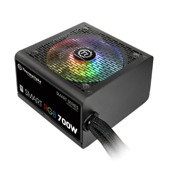 Блок питания Thermaltake ATX 700W Smart RGB 700 80+ white (20+4pin) APFC 120mm fan color LED 6xSATA RTL