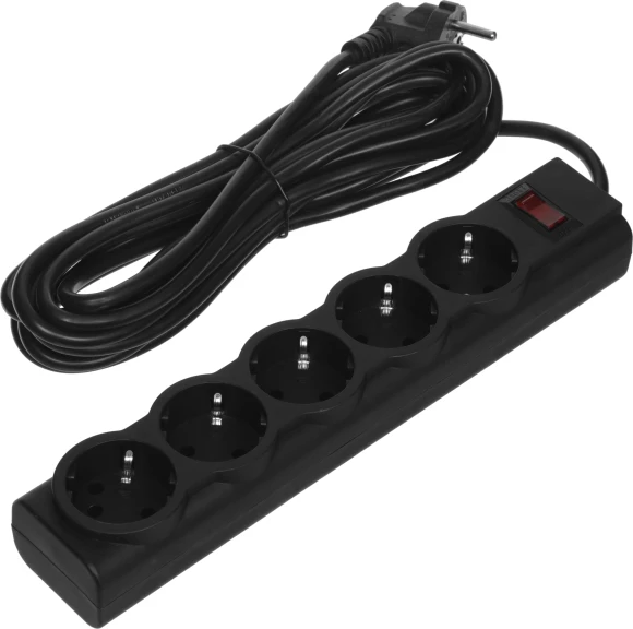 Сетевой фильтр Defender ES largo 5м (5 розеток) черный (коробка)