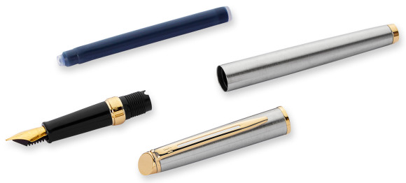 Ручка перьев. Waterman Hemisphere (S0920310) Steel GT F сталь нержавеющая/позолота подар.кор.