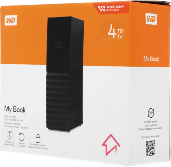 Жесткий диск WD Original USB3.0 4TB WDBBGB0040HBK-EESN My Book 3.5" черный Жесткий диск WD Original USB3.0 4TB WDBBGB0040HBK-EESN My Book 3.5" черный