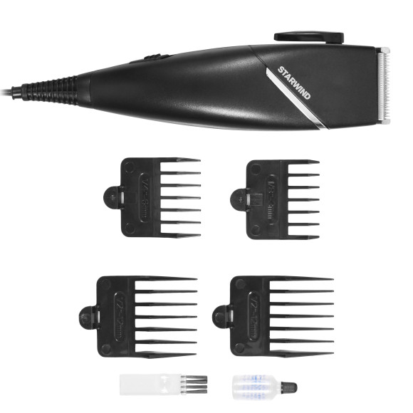 Машинка для стрижки Starwind SBC1711 черный/серебристый 15Вт (насадок в компл:4шт)