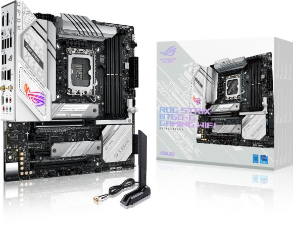 Материнская плата Asus ROG STRIX B760-G GAMING WIFI Soc-1700 Intel B760 4xDDR5 mATX AC`97 8ch(7.1) 2.5Gg RAID+HDMI+DP