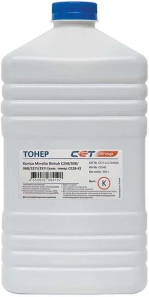 Тонер Cet CE28-K CET111072K500 черный бутылка 500гр. для принтера KONICA MINOLTA Bizhub C258/308/368/227i/257i