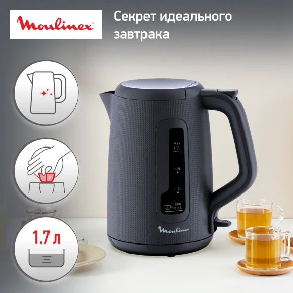 Чайник электрический Moulinex Morning BY2M0810 1.7л. 2400Вт черный корпус: пластик (7211419022) Чайник электрический Moulinex Morning BY2M0810 1.7л. 2400Вт черный корпус: пластик (7211419022)
