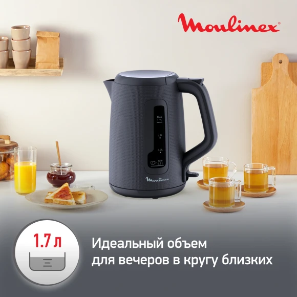 Чайник электрический Moulinex Morning BY2M0810 1.7л. 2400Вт черный корпус: пластик (7211419022) Чайник электрический Moulinex Morning BY2M0810 1.7л. 2400Вт черный корпус: пластик (7211419022)