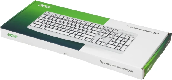Клавиатура Acer OKW301 белый USB Multimedia (ZL.KBDCC.01B) кабель 1.8м