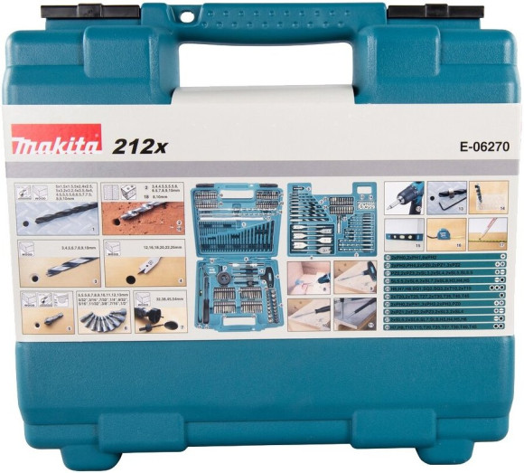 Набор принадлежностей Makita E-06270 212 предметов (жесткий кейс) Набор принадлежностей Makita E-06270 212 предметов (жесткий кейс)