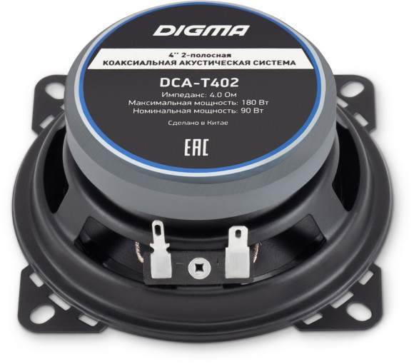 Колонки автомобильные Digma DCA-T402 180Вт 86дБ 4Ом 10см (4дюйм) (ком.:2кол.) коаксиальные двухполосные