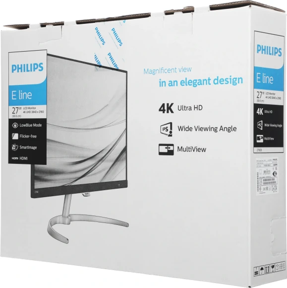 Монитор Philips 27" 276E8VJSB (00/01) черный IPS LED 16:9 HDMI матовая 1000:1 350cd 178гр/178гр 3840x2160 60Hz DP 4K 4.84кг
