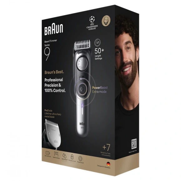 Триммер Braun BT9520 серебристый (насадок в компл:4шт)