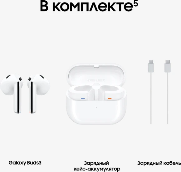 Гарнитура вкладыши Samsung Galaxy Buds 3 белый беспроводные bluetooth в ушной раковине (SM-R530NZWACIS) Гарнитура вкладыши Samsung Galaxy Buds 3 белый беспроводные bluetooth в ушной раковине (SM-R530NZWACIS)