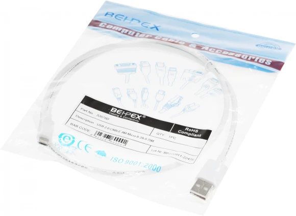 Кабель 2A Square USB (m)-micro USB (m) 0.75м белый Кабель 2A Square USB (m)-micro USB (m) 0.75м белый