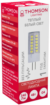 Лампа светодиодная Thomson TH-B4227 4Вт цок.:G4 капсул. 12B св.свеч.бел.хол. (упак.:1шт)
