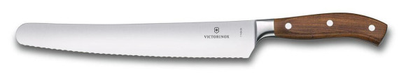 Нож кухонный Victorinox Grand Maitre Wood (7.7430.26G) кованый универсальный для хлеба лезв.260мм серрейт. заточка коричневый