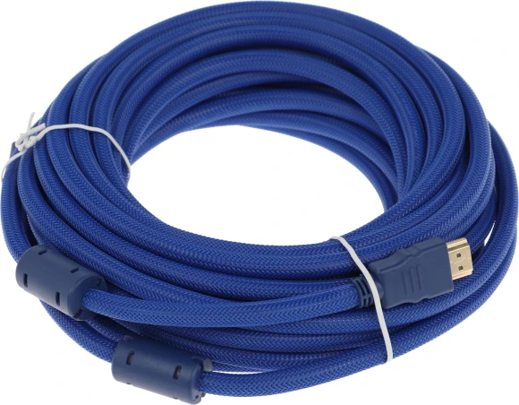 Кабель аудио-видео HDMI (m)/HDMI (m) 10м. феррит.кольца позолоч.конт. синий Кабель аудио-видео HDMI (m)/HDMI (m) 10м. феррит.кольца позолоч.конт. синий